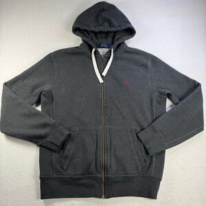 Polo Ralph Lauren Men’s M Charcoal Full‑Zip Hoodie Red Pony